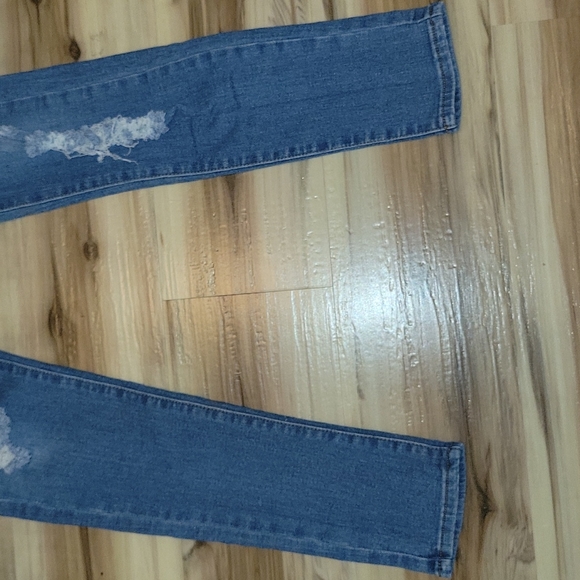 Fashion Nova Medium Blue High Waisted Distressed Jeans - Picture 5 of 10